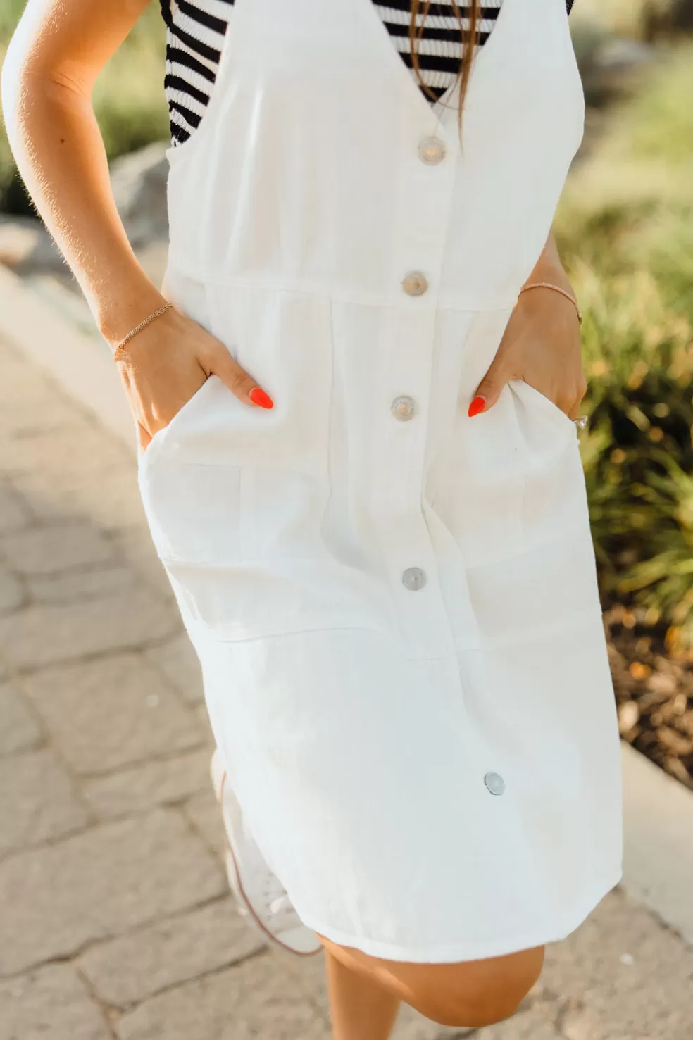 Knee-Length Dresses | Davi & Dani Abby Dress-White Denim