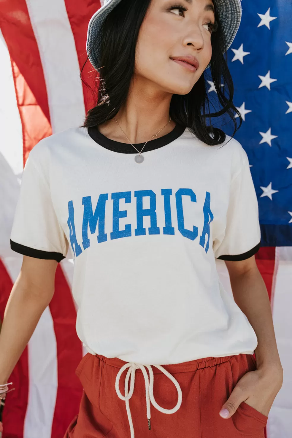 Tees | Oat Colletive America Tee-Natural/Black