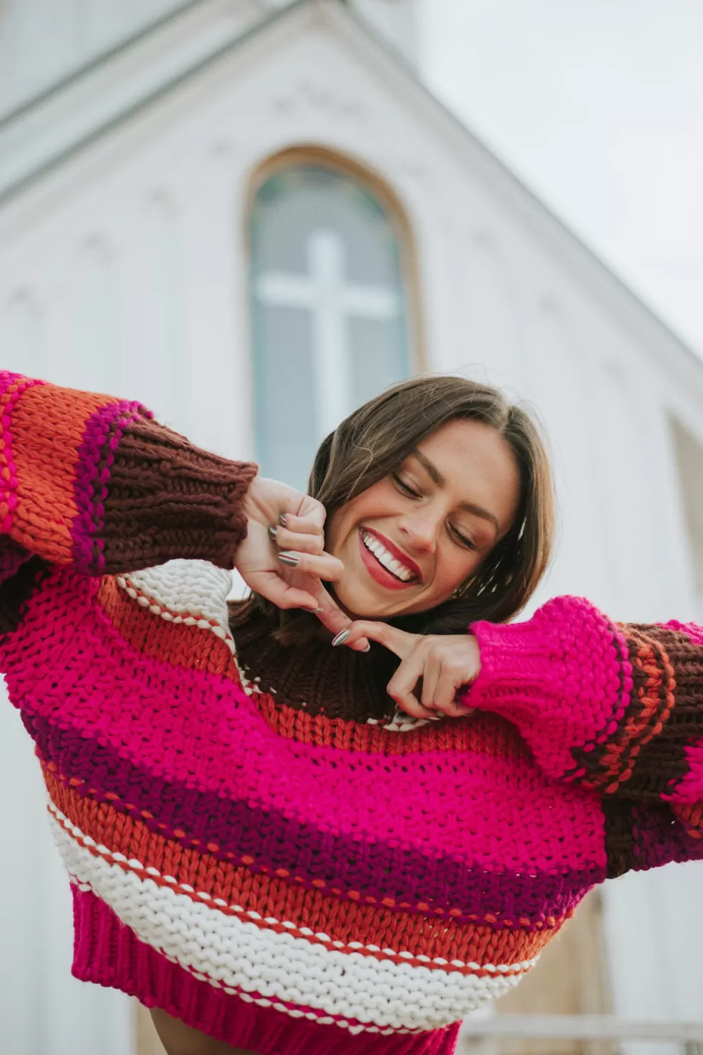 Long Sleeve | Polagram Bennie Sweater-Fuchsia Multi