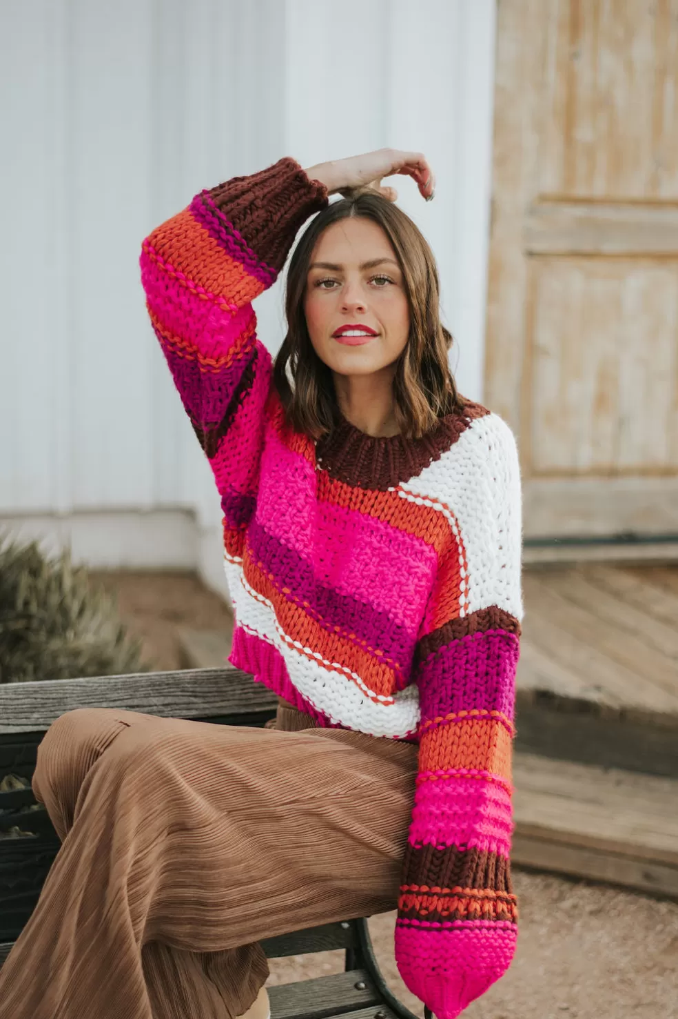 Long Sleeve | Polagram Bennie Sweater-Fuchsia Multi