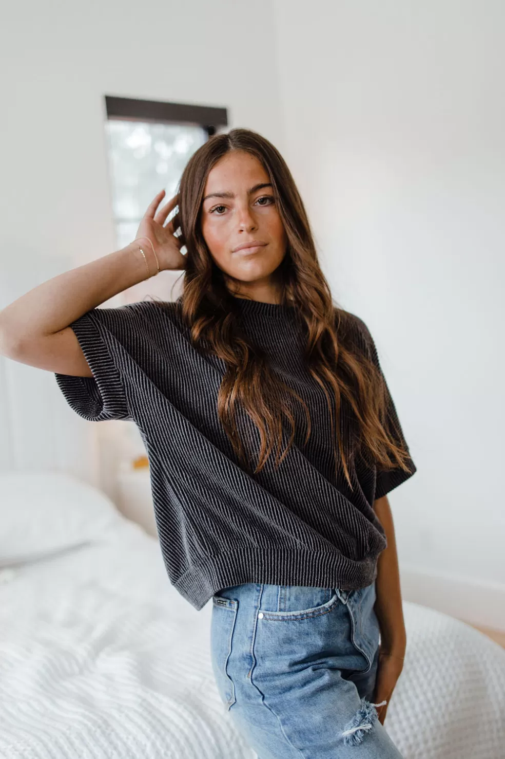 Tees | tres bien Boone Oversized Top-Charcoal