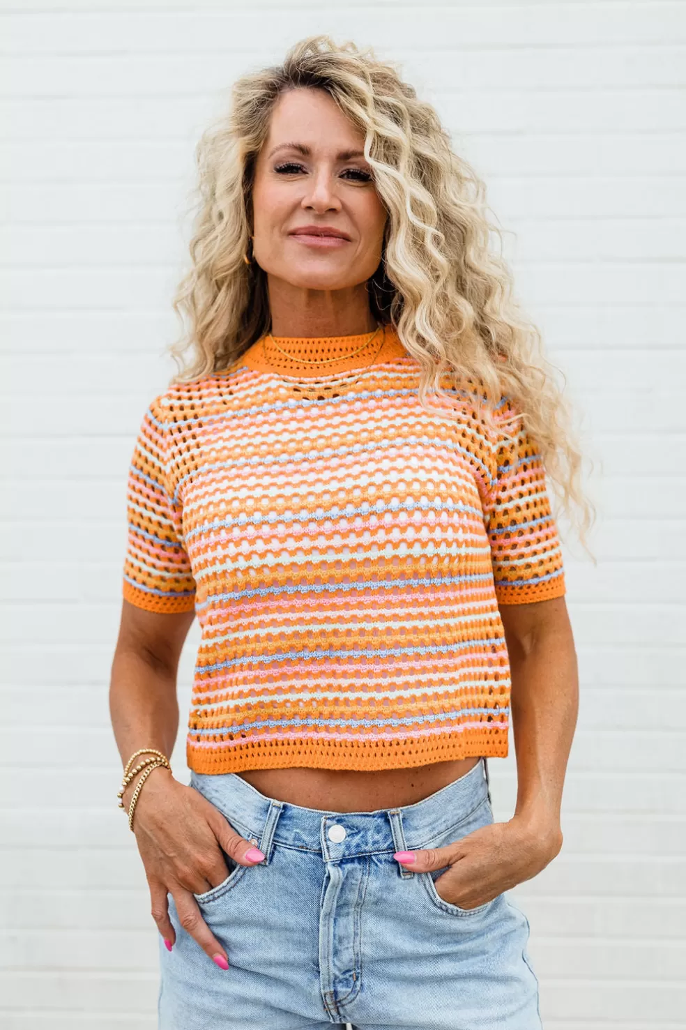 Tees | MISS SPARKLING Breland Top-Orange Multi