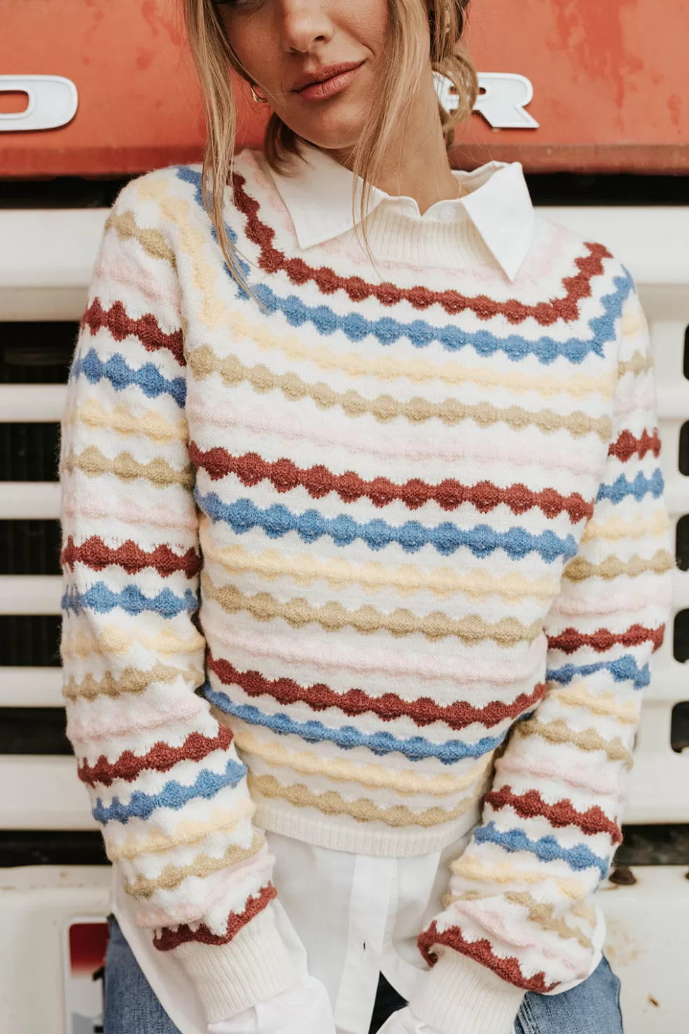 Long Sleeve | &Merci Camdyn Sweater-Ivory Multi