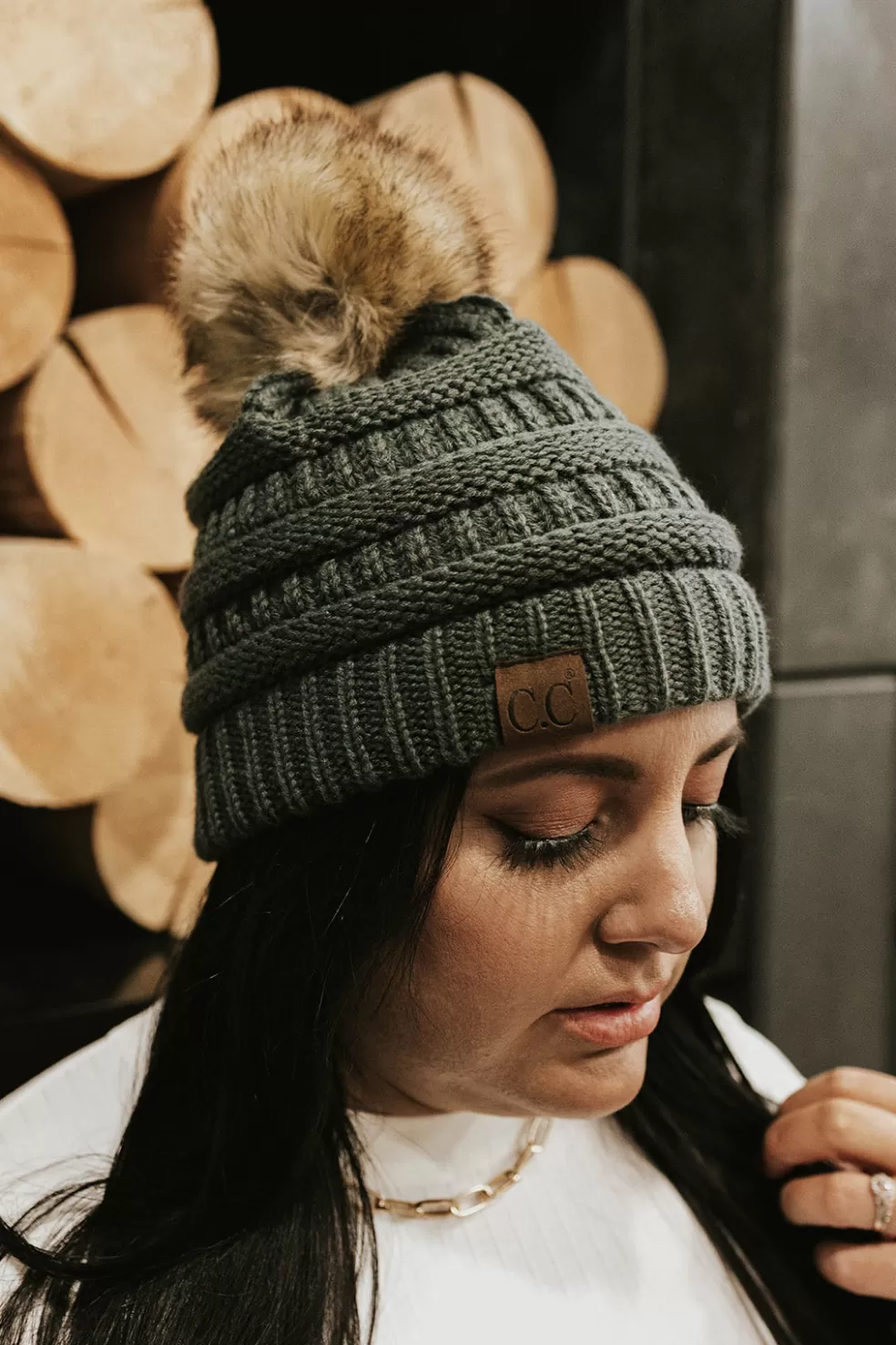 Beanies | cc beanie C.C Pom Beanie-Teal Grey