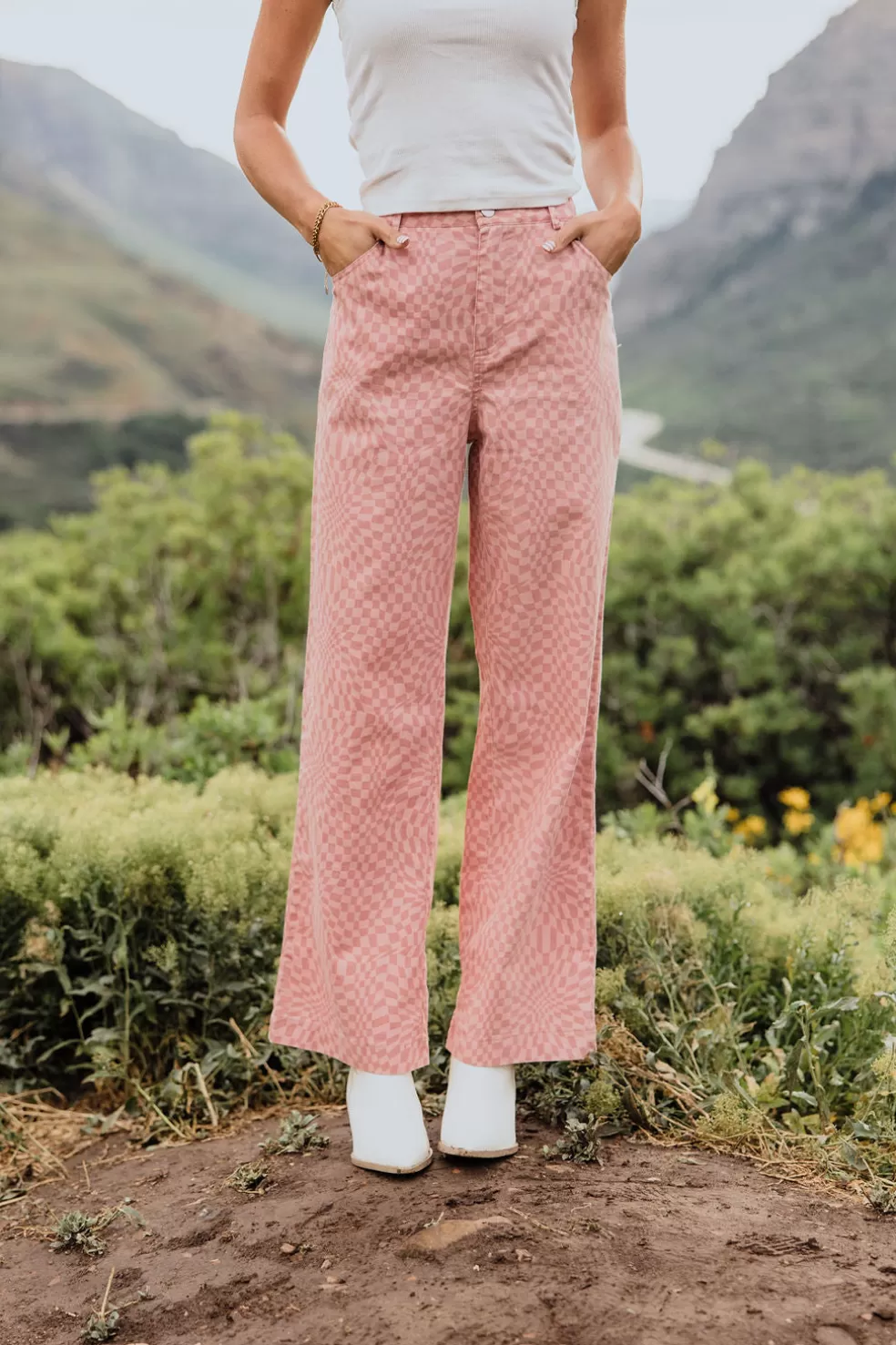 Pants | J.NNA Checkers Pants-Pink