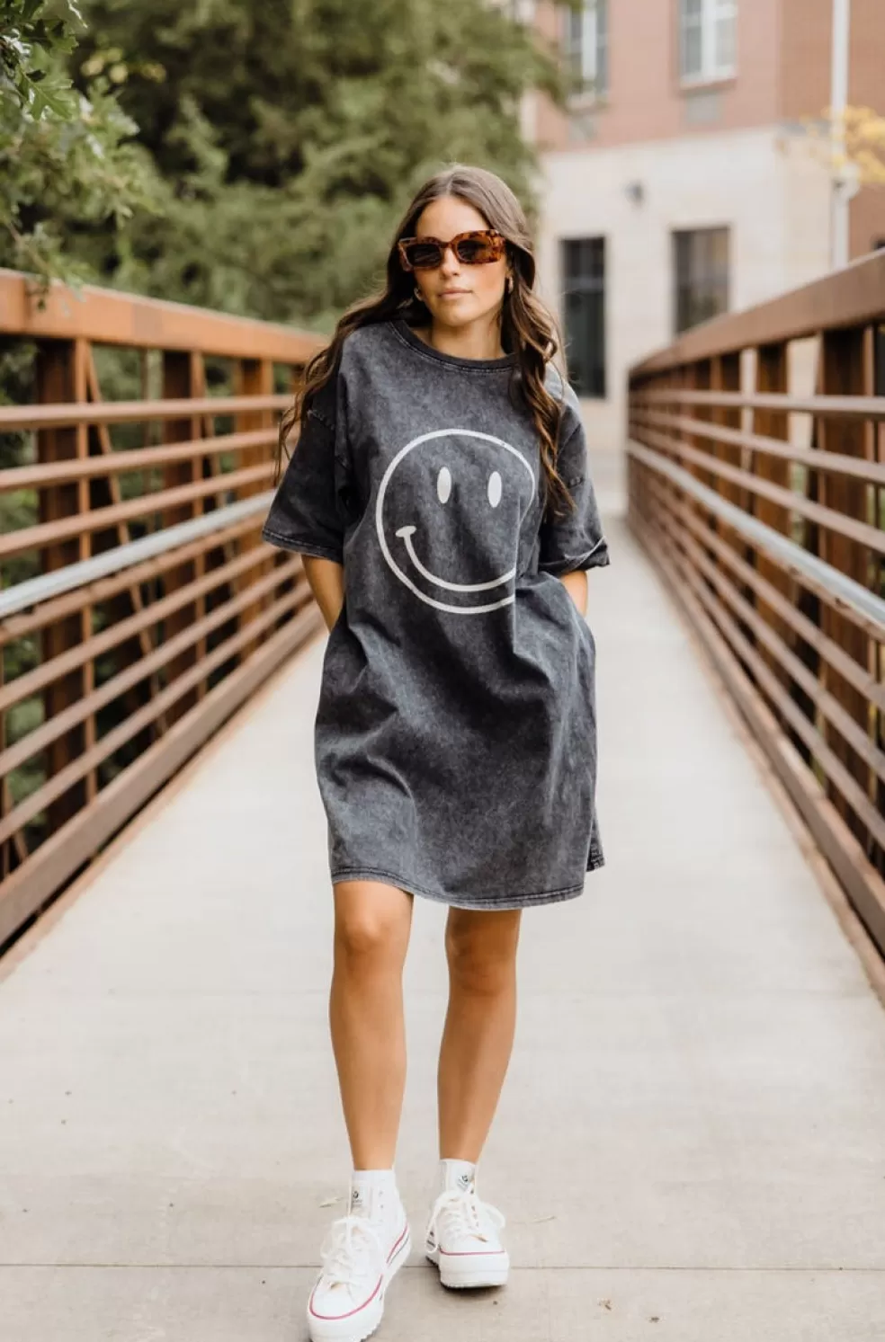 Knee-Length Dresses | EASEL Choose Happy T-Shirt Dress-Black