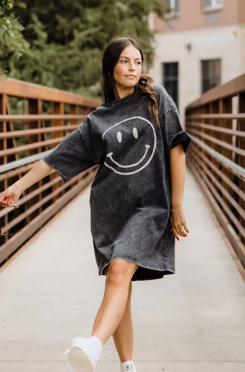 Knee-Length Dresses | EASEL Choose Happy T-Shirt Dress-Black