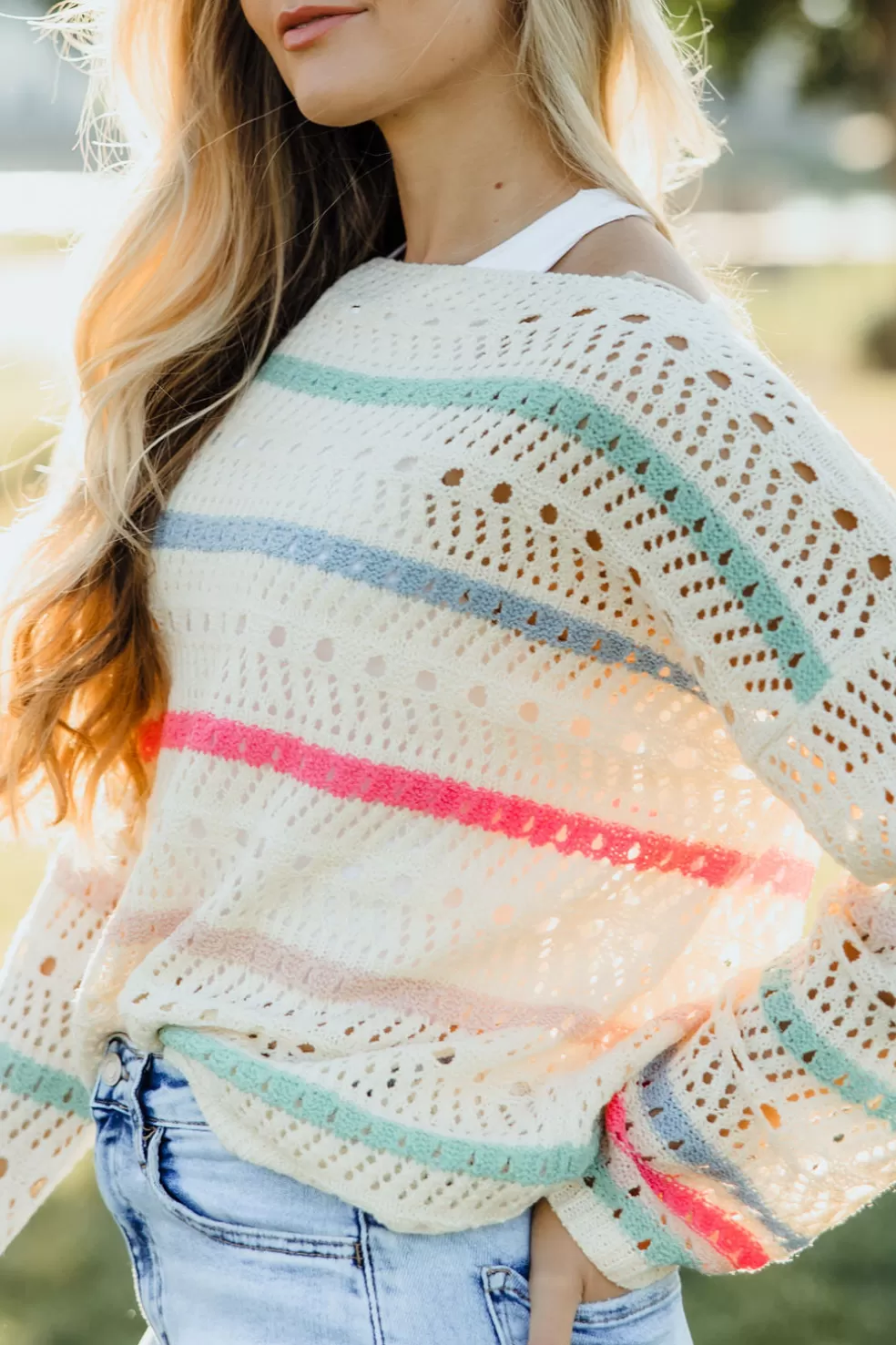 Long Sleeve | BIBI Clare Sweater-Ivory Multi