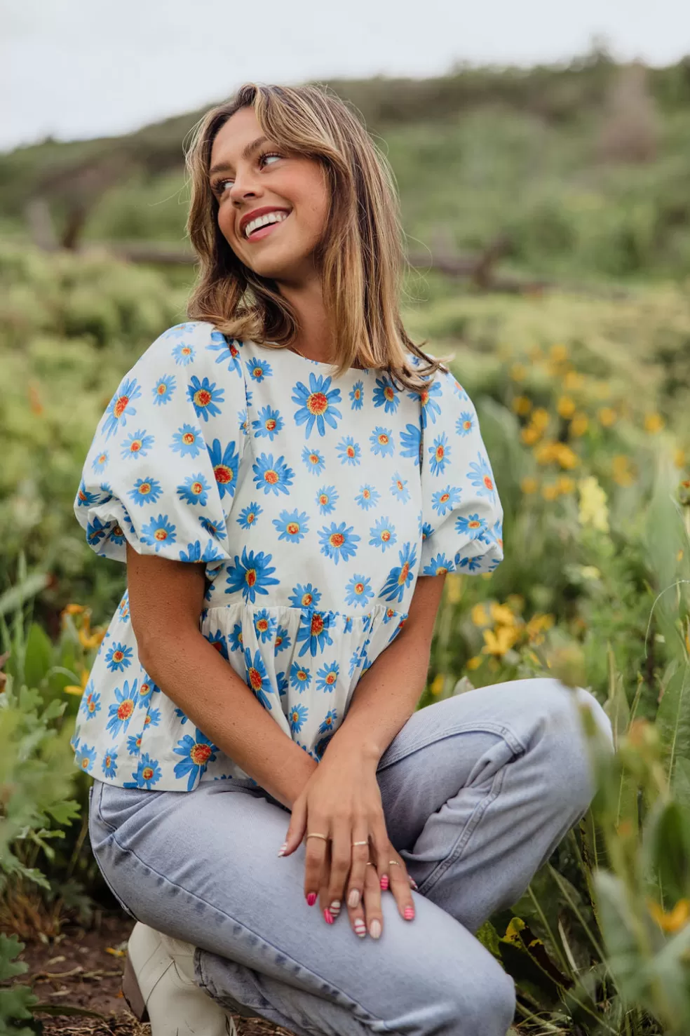 Tees | &Merci Elise Top-Turquoise Daisy