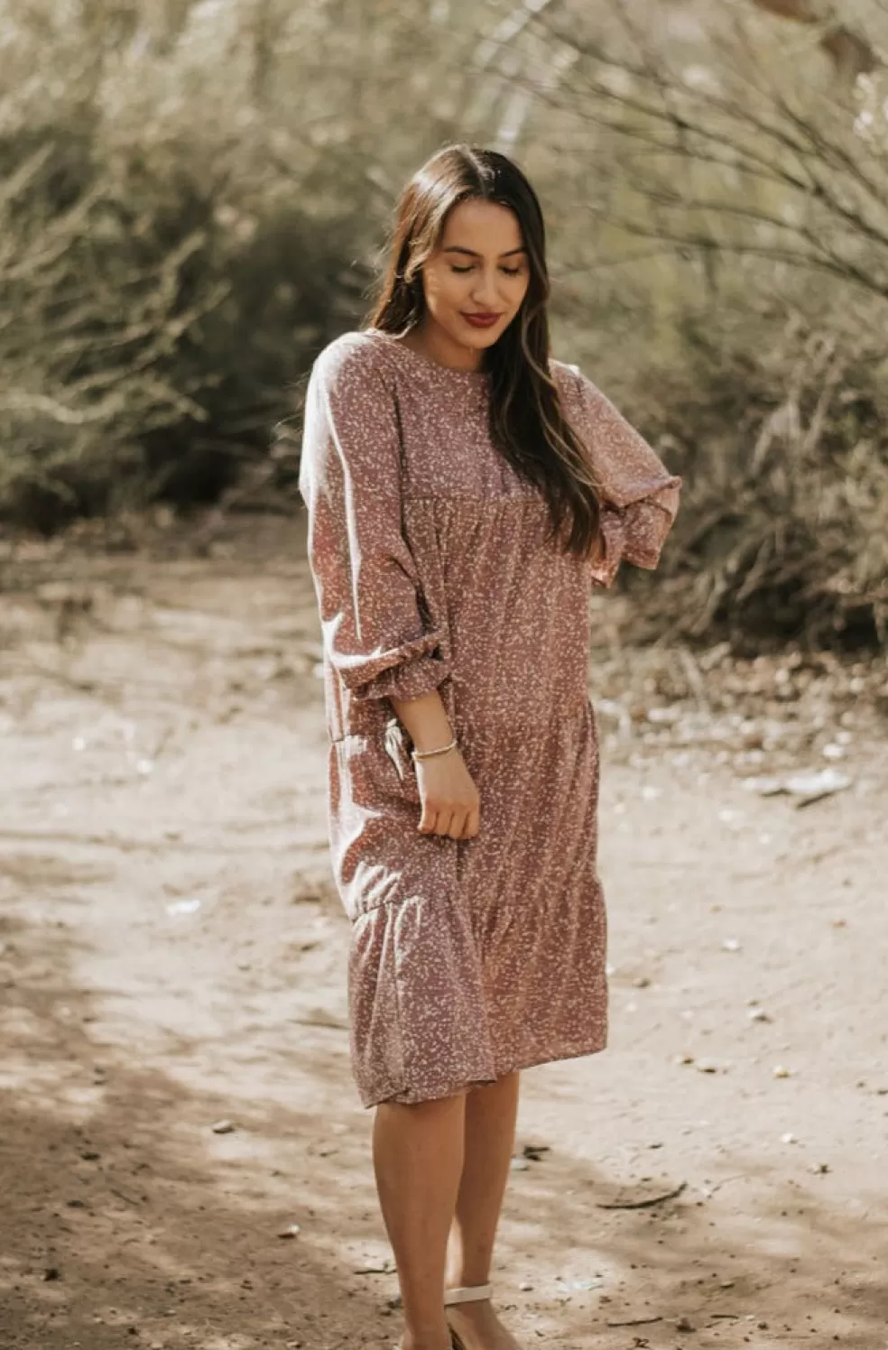 Knee-Length Dresses | solution Finny Dress-Dusty Pink