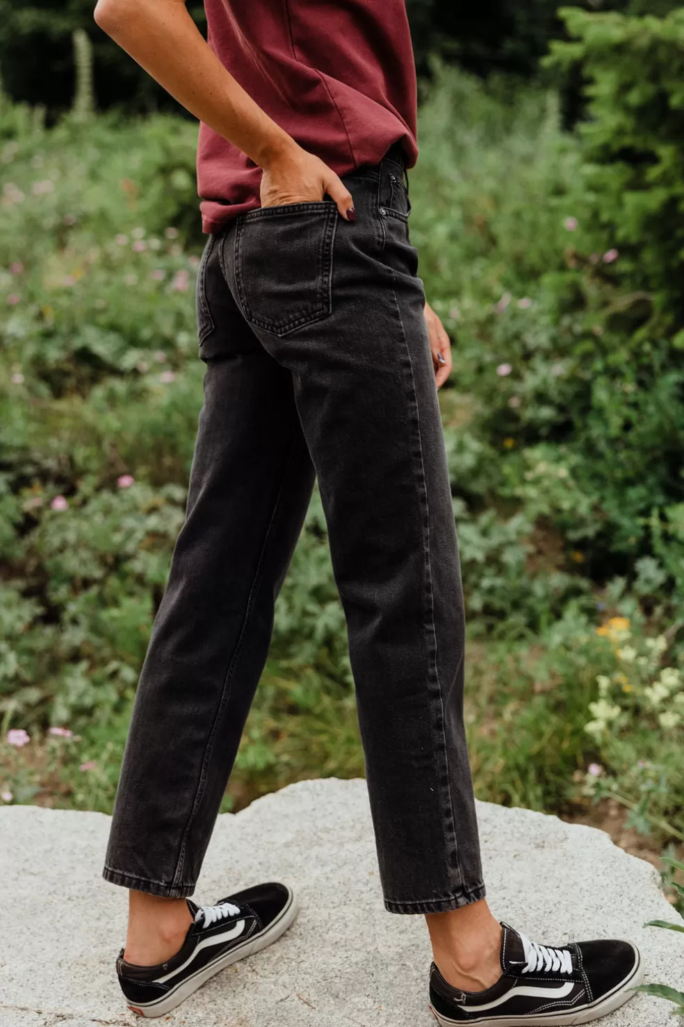 Denim | Free People Pacifica Straight Leg Jeans-Worn Black