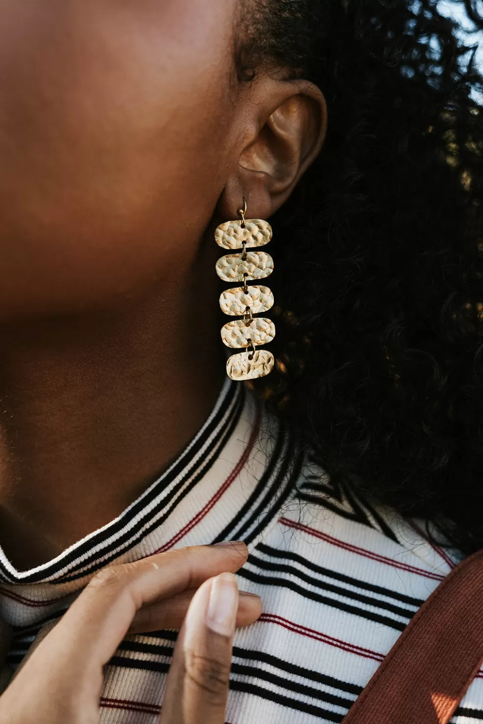 Earrings | Pannee Greek Goddess Hammered Earrings-Gold