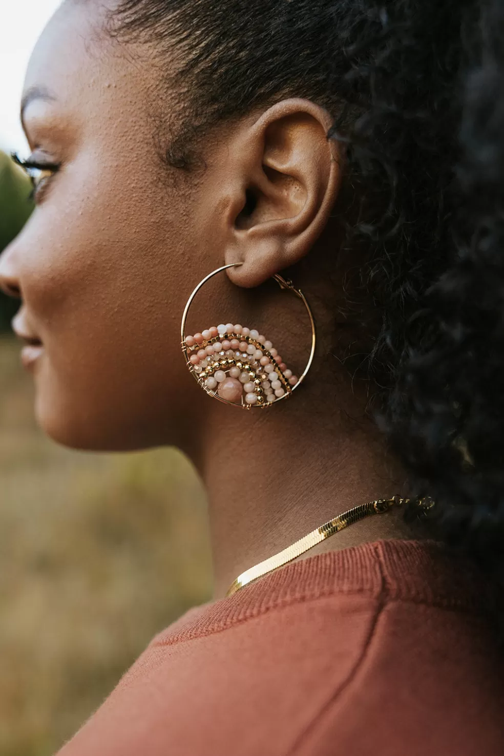 Earrings | Pannee Harvard Bead Earrings-Gold