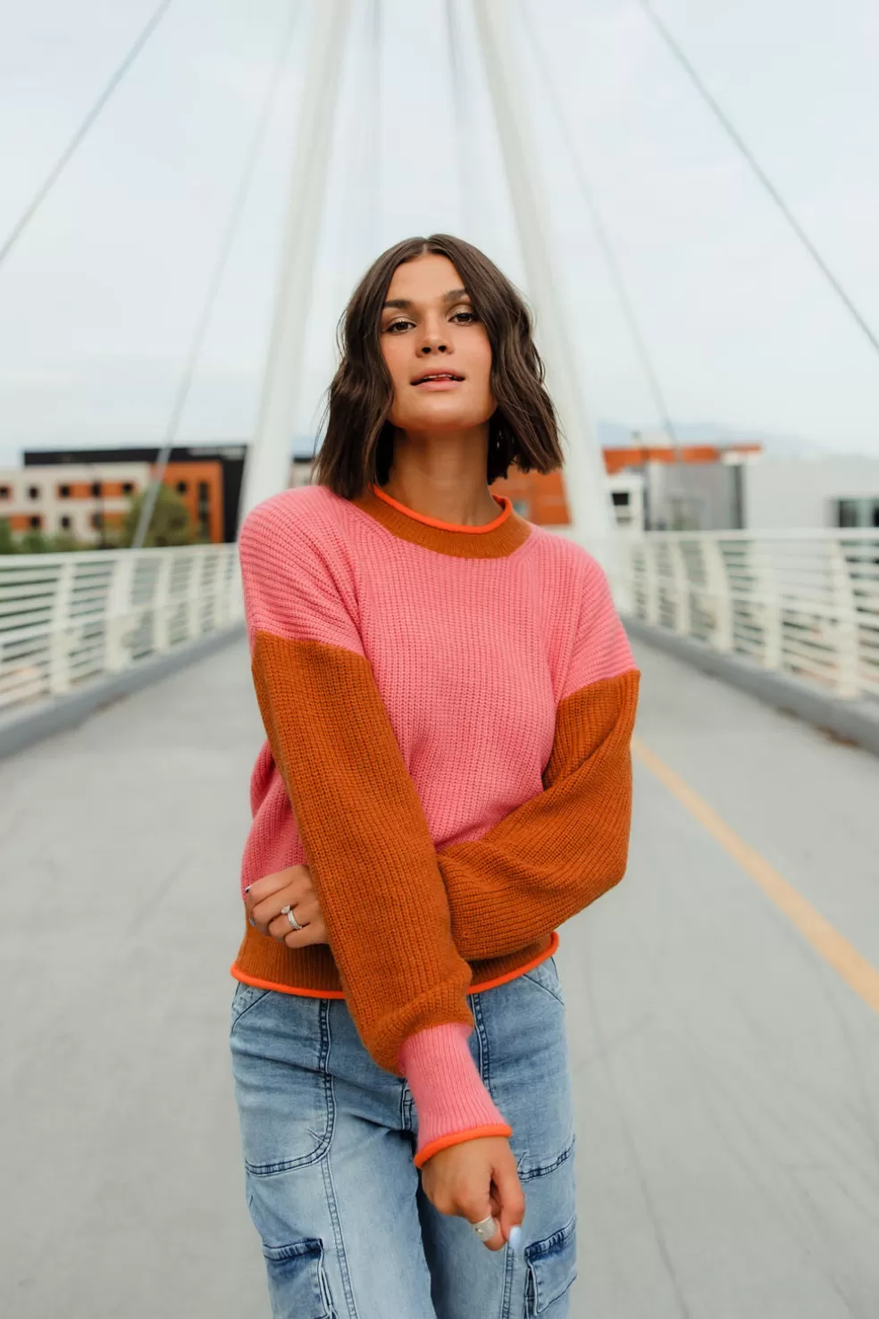 Long Sleeve | Listicle Indiana Sweater-Pink