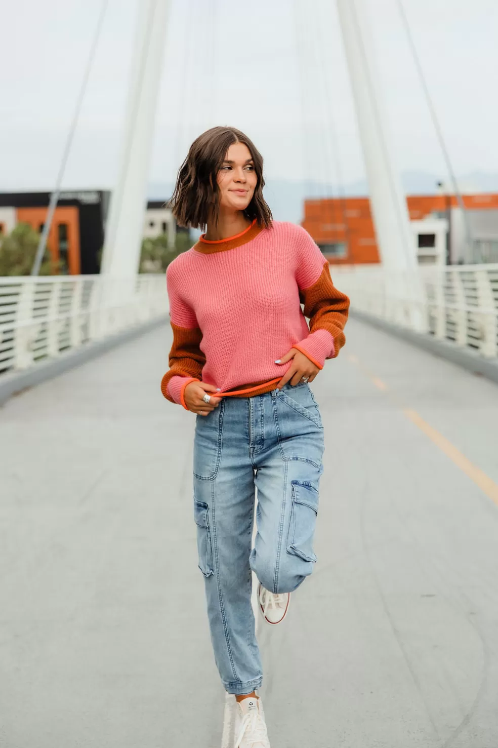 Long Sleeve | Listicle Indiana Sweater-Pink