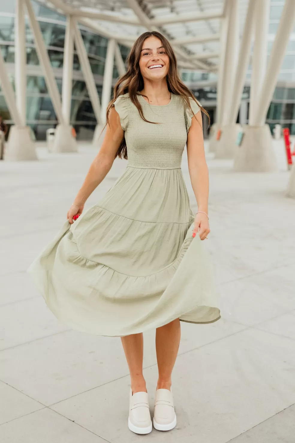 Midi Dresses | Mine and E&M Jessica Dress-Lt. Olive