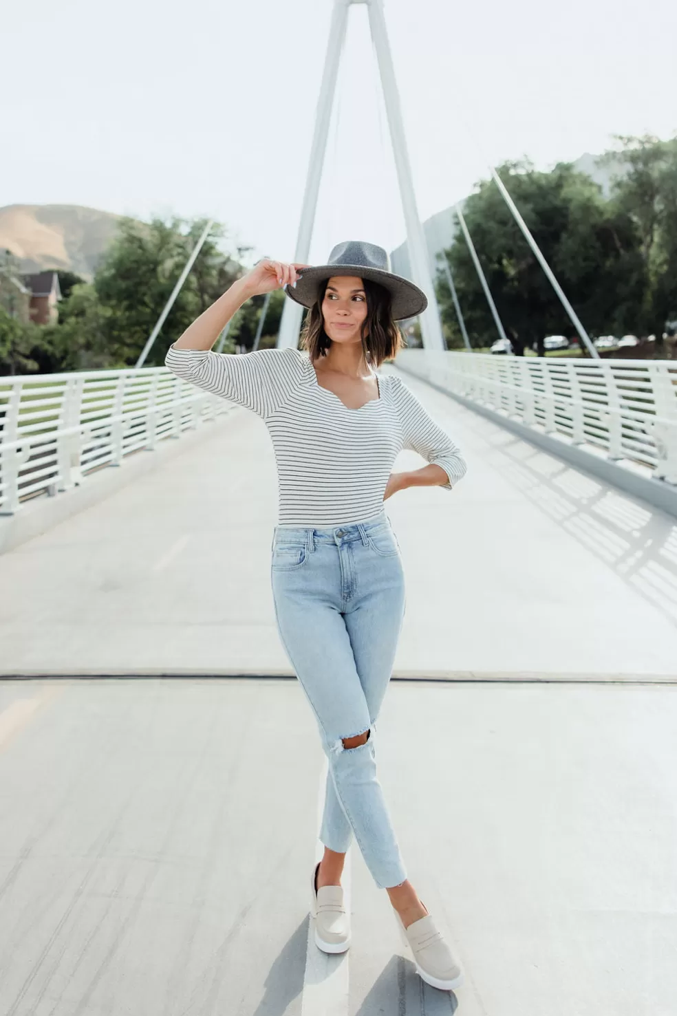 Long Sleeve | Hayden Jessilynn Bodysuit-White/Black