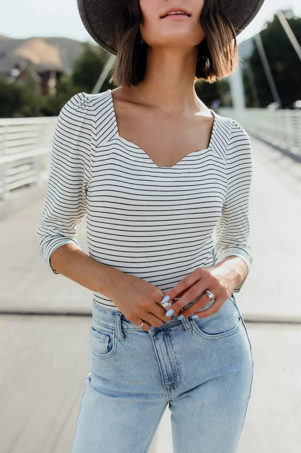 Long Sleeve | Hayden Jessilynn Bodysuit-White/Black