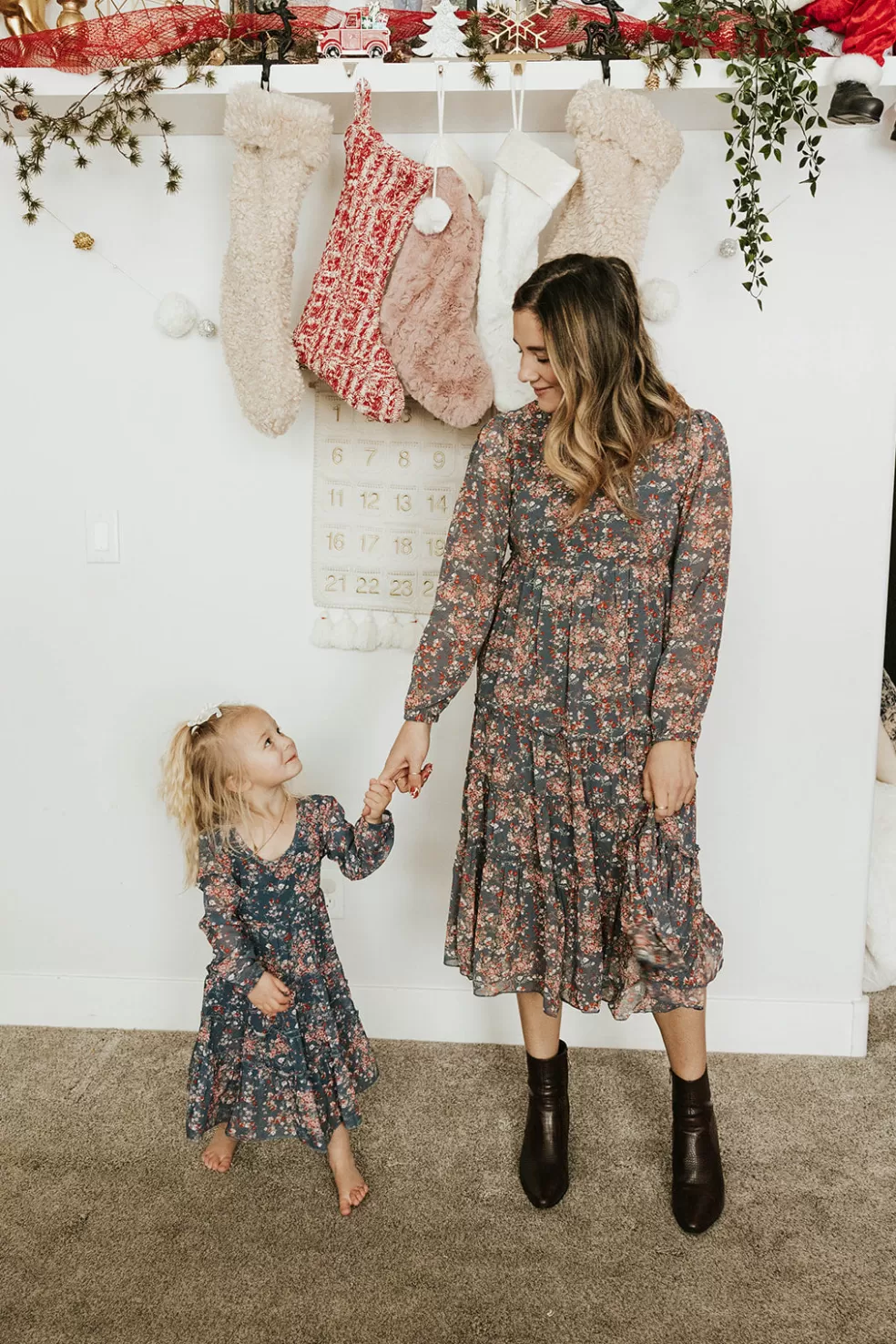 Knee-Length Dresses | * Little Girl's Curtis Dress-Slate Blue Multi