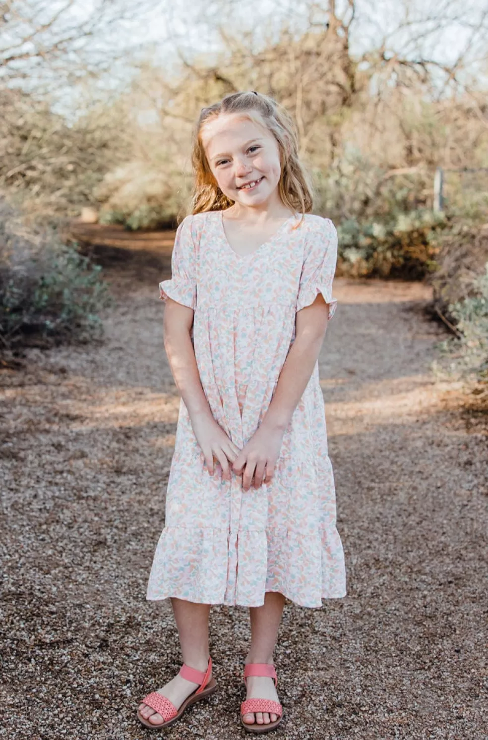 Knee-Length Dresses | * Little Girl's Linden Dress-Lt. Pink Multi