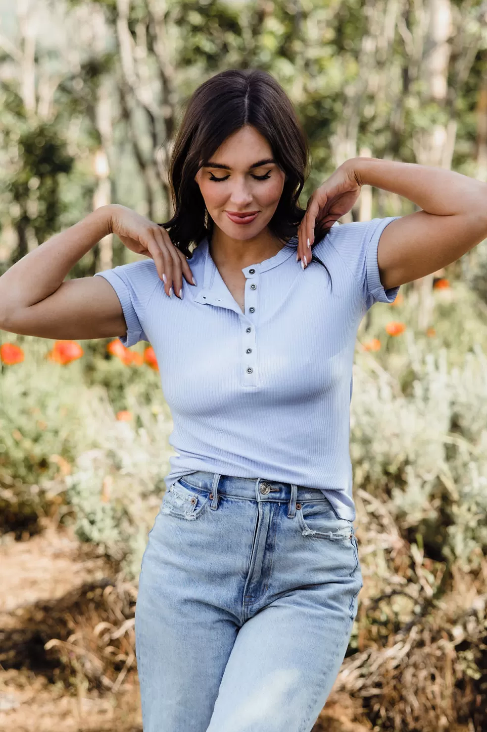 Tees | Doe & Rae Lyra Top-Moody Blue