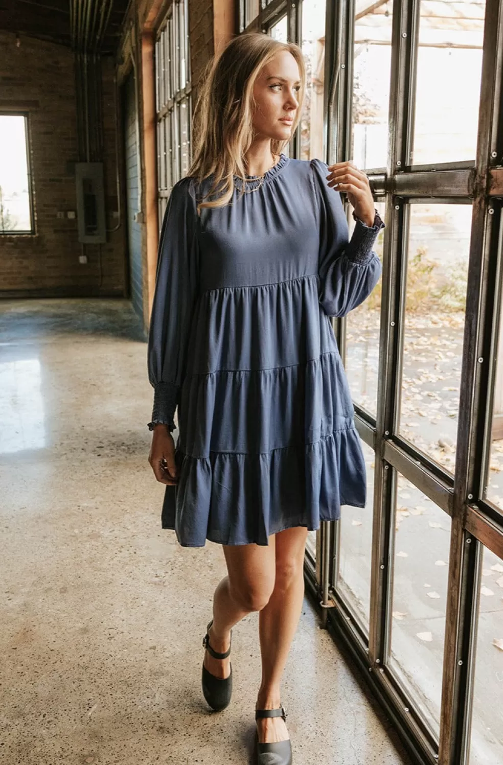 Knee-Length Dresses | Calista Natalia Dress-Slate Blue