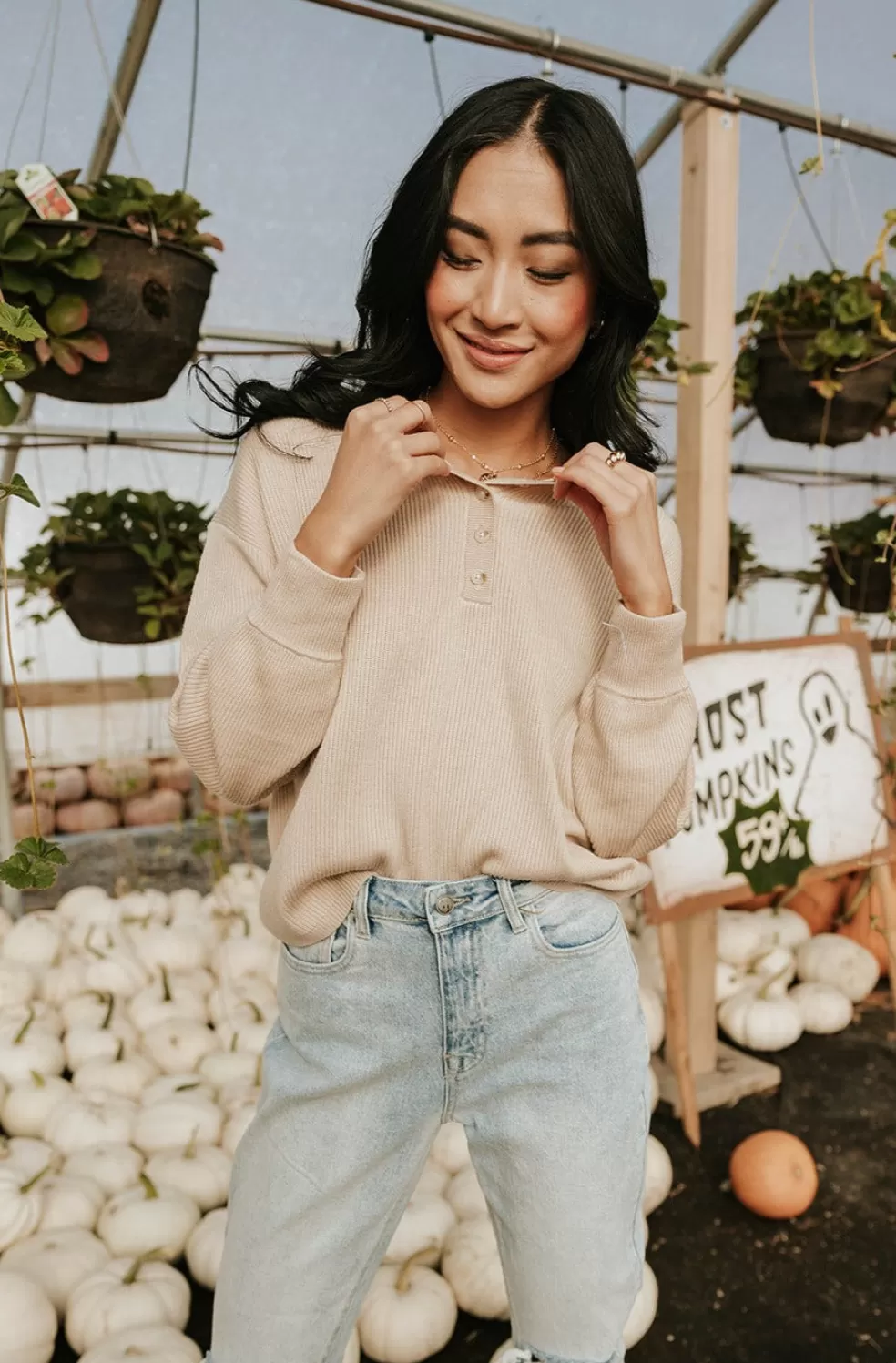 Long Sleeve | * Penny Top-Beige