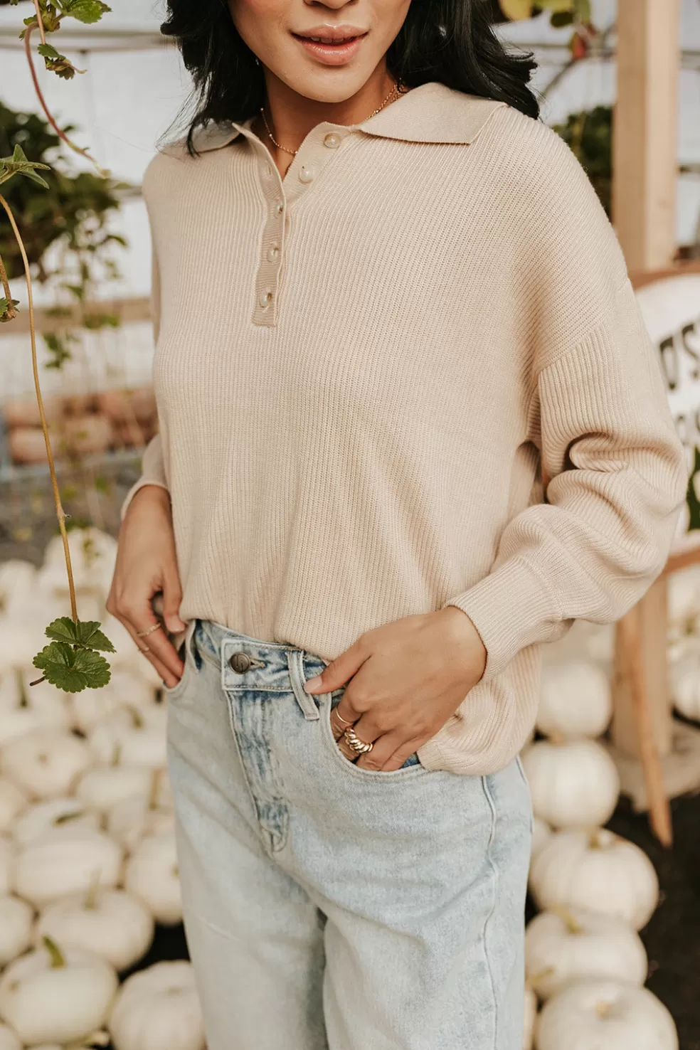 Long Sleeve | * Penny Top-Beige