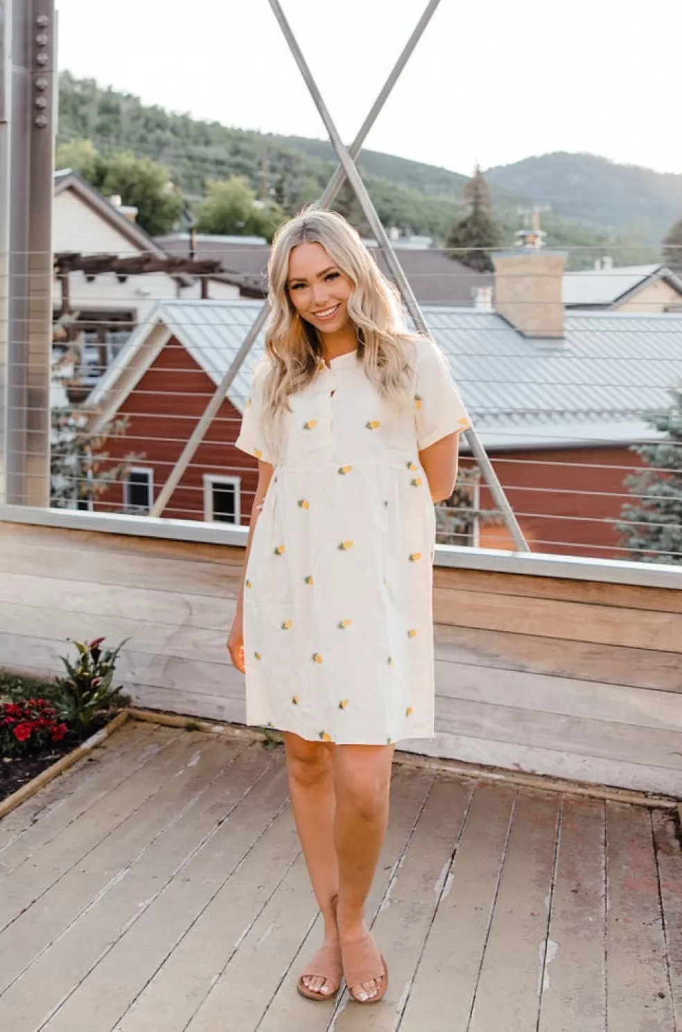 Knee-Length Dresses | J.NNA Pretty Pineapple Dress-Light Yellow