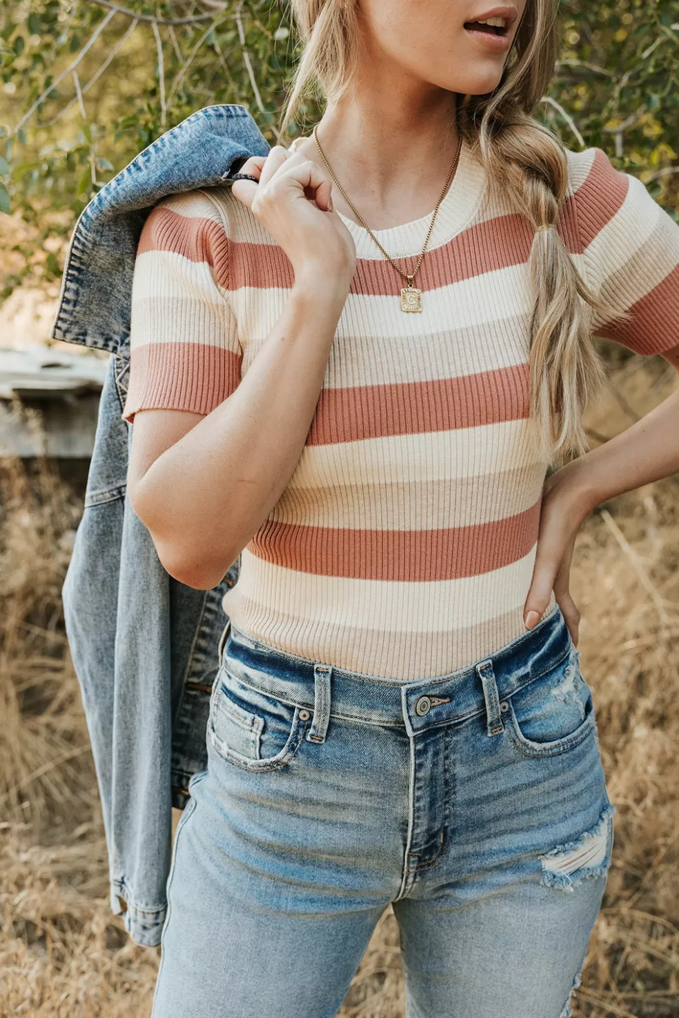 Tees | Tea N Rose Rosella Top-Ivory/Dusty Rose