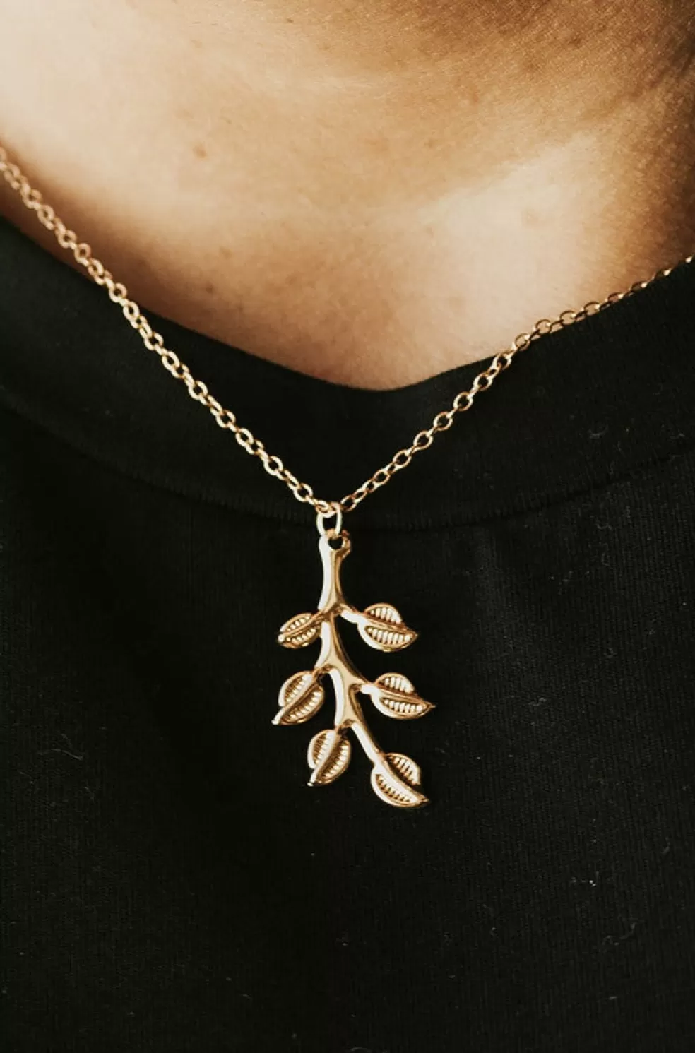 Necklaces | Ali Express Stem And Leaf Necklace-Gold