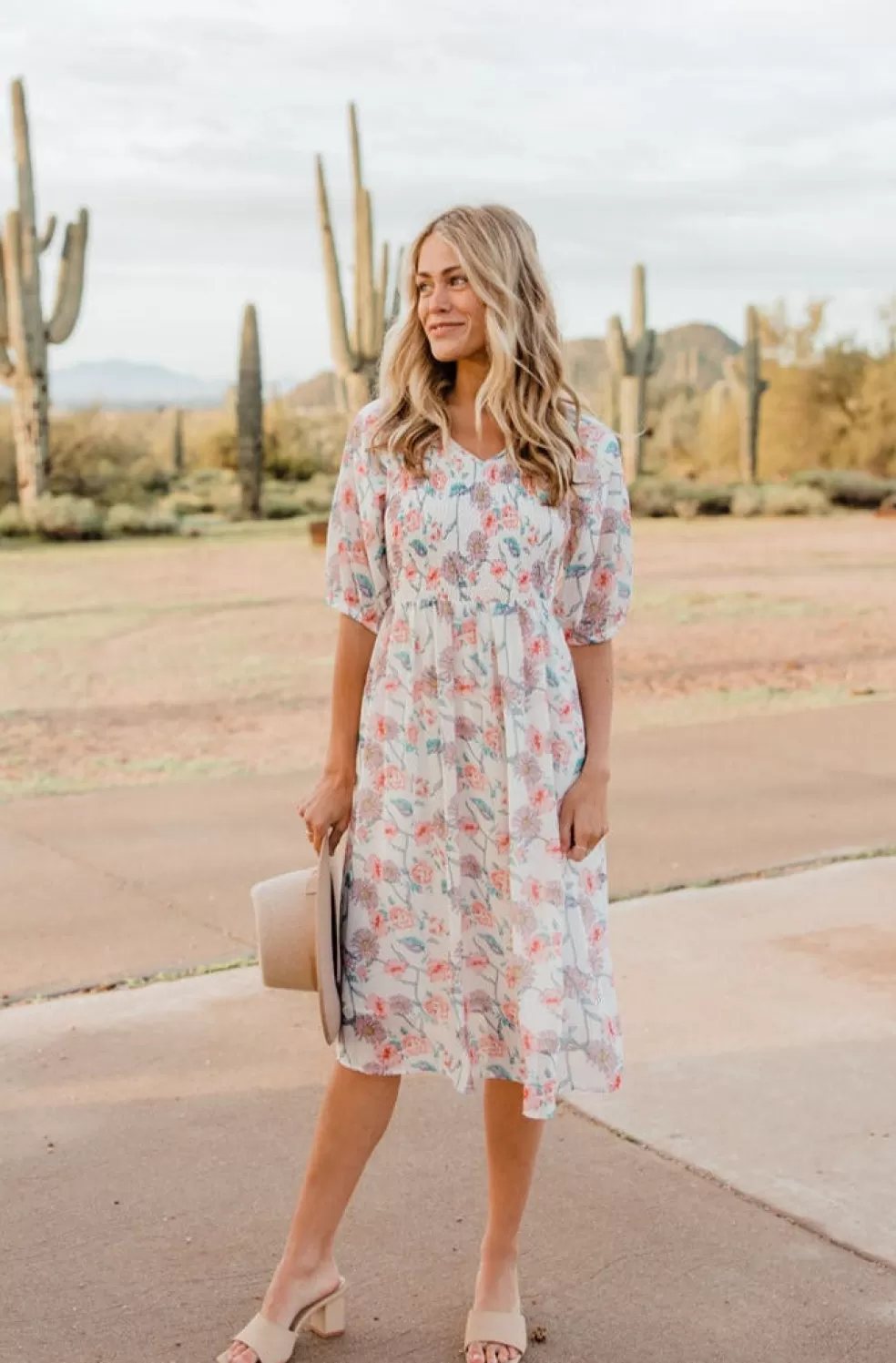 Knee-Length Dresses | * Taylor Dress-White Floral