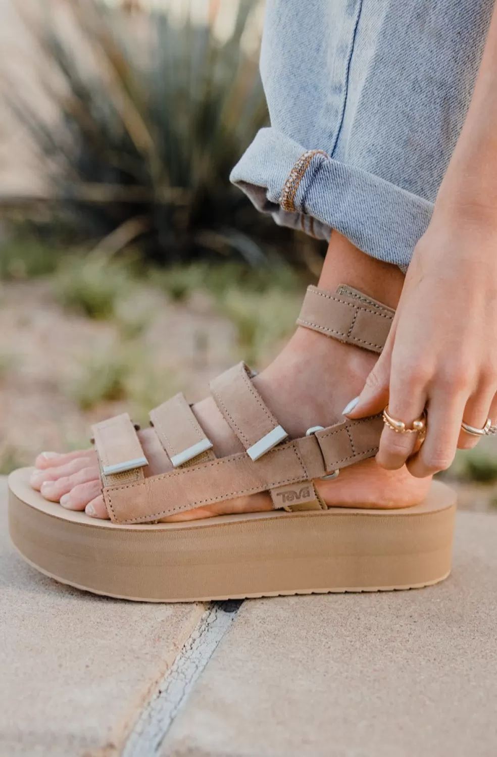 Sandals | TEVA Flatform Mevia Leather Sandals-Incense