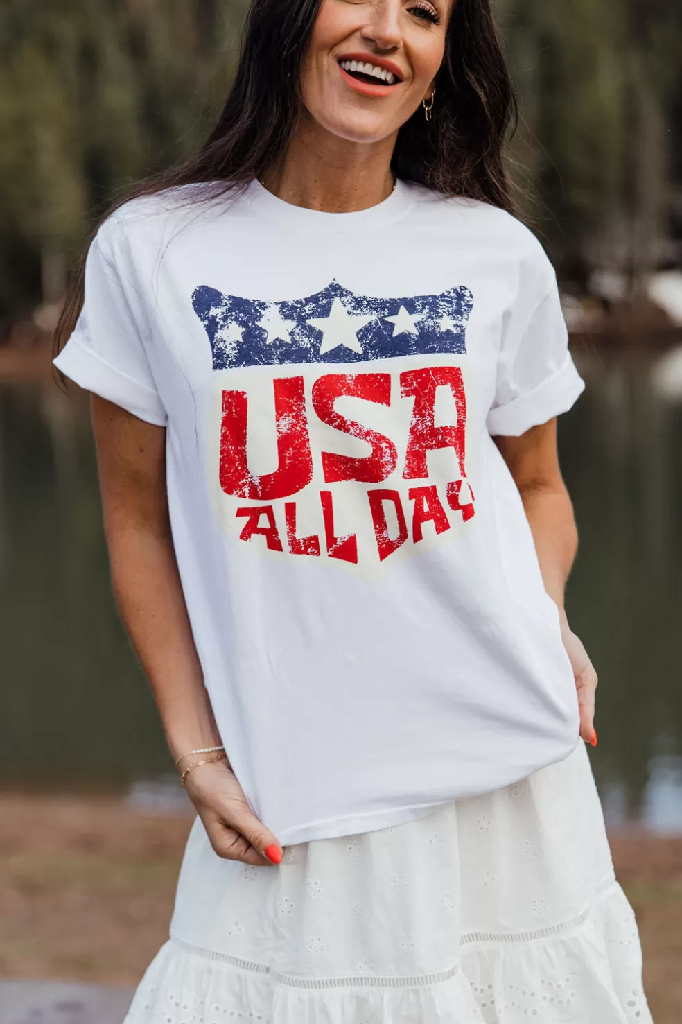 Tees | BENIE Usa All Day Tee-White