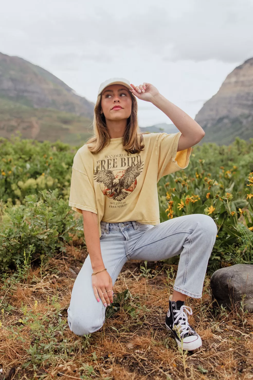 Tees | Rustee Wander Free Bird Tee-Mustard