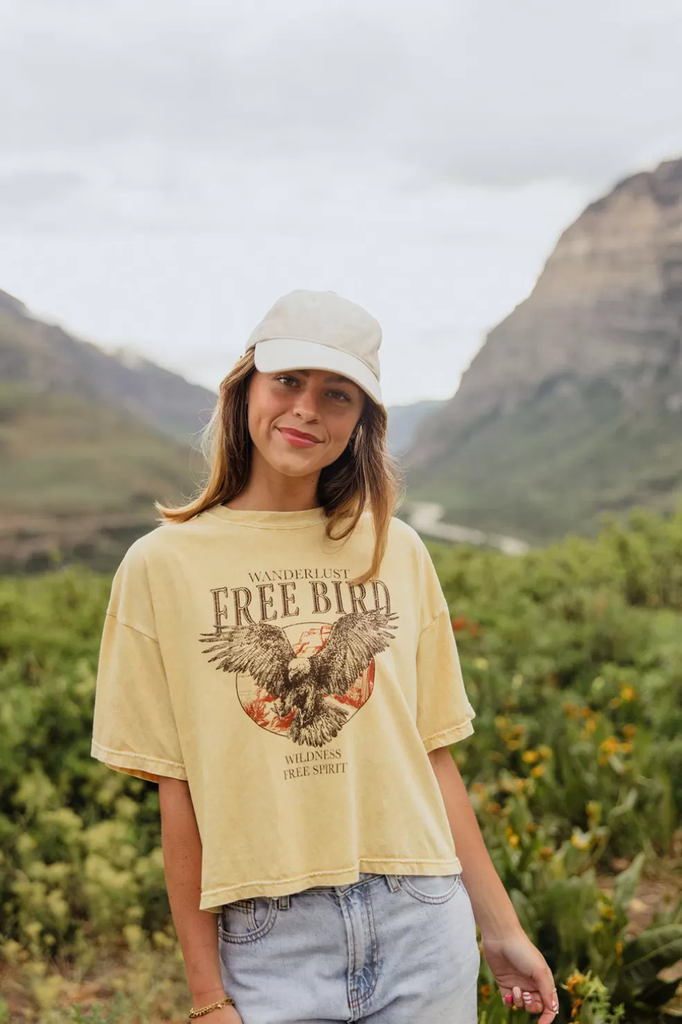 Tees | Rustee Wander Free Bird Tee-Mustard