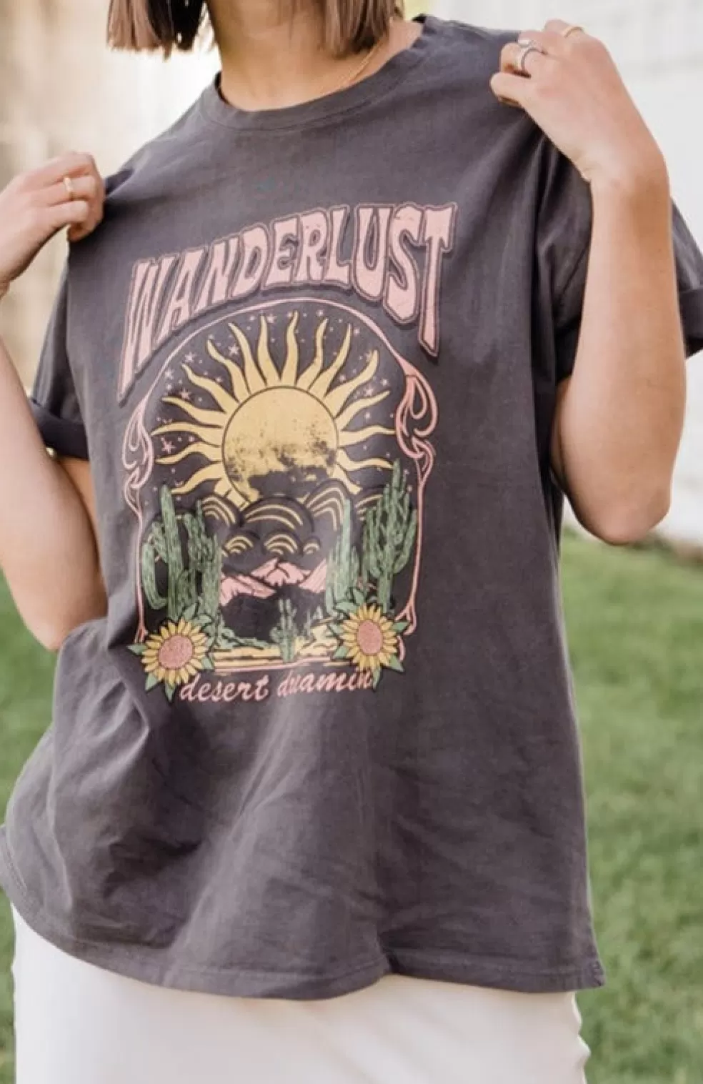 Tees | tres bien Wanderlust Tee-Charcoal