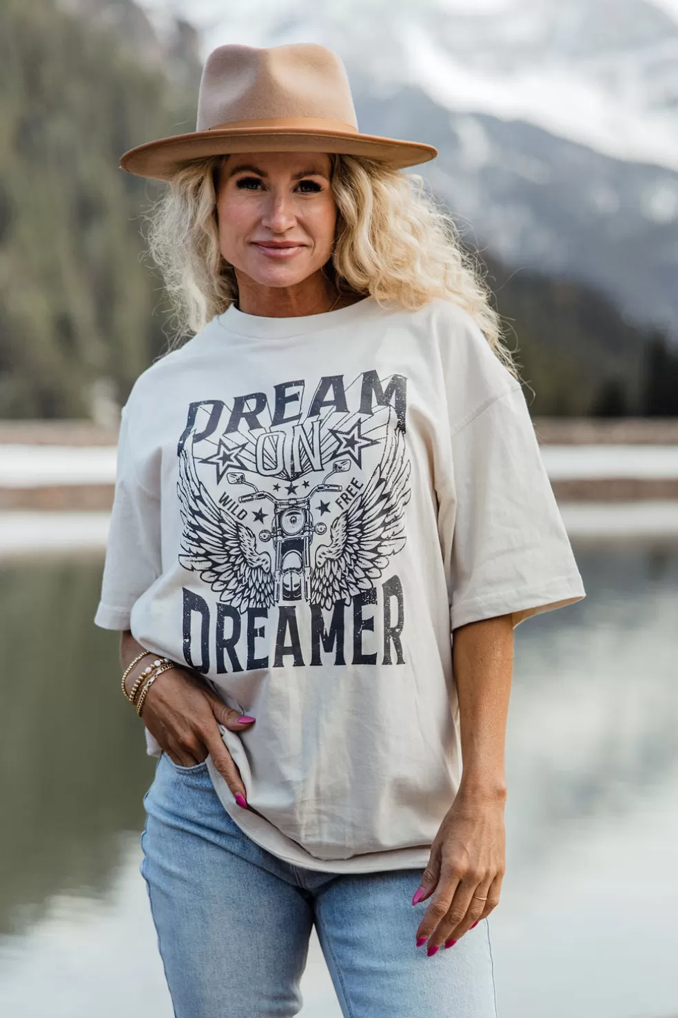 Tees | Honestee Wild Free Dreamer Tee-Stone