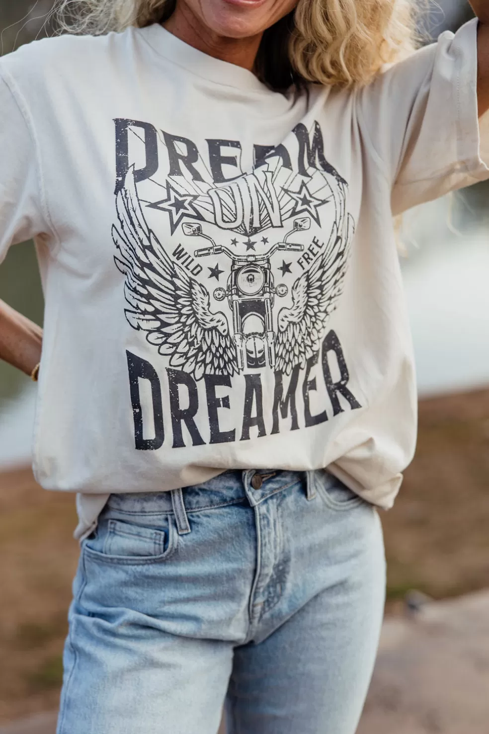 Tees | Honestee Wild Free Dreamer Tee-Stone